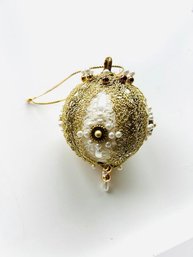 Vintage Off White And Gold  Christmas Ornament  Made In Philippines