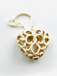 Vintage Carved Heart Tree Ornament