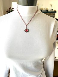 Modern Elegant Pink/Watermelon Beaded Pendent Necklace