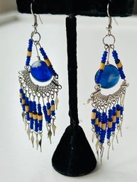 Bohemian Coachella Style Earrings Blue Lapis Color