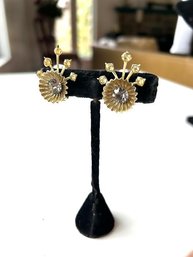Rhinestones Bursting Vintage Clip-on Earrings