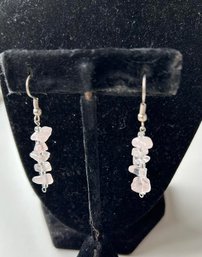Dusty Pink Glass  Rock Shaped  Earrings