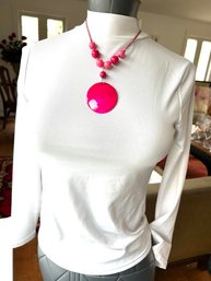 Fuchsia   Medallion And Pink Beaded Necklace