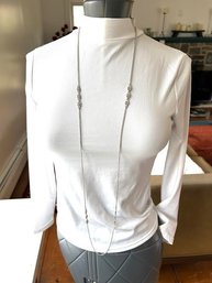 Vintage Silver Tone Signed 'MONET' Very Long Cable Necklace
