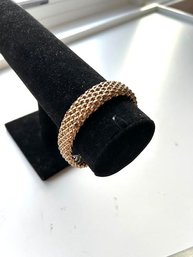 Stretchy Bronze Tone Lattice Beaded Bracelet