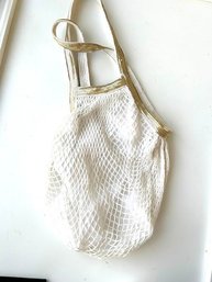 Couture White Cotton Fishnet  With Gold Handbag