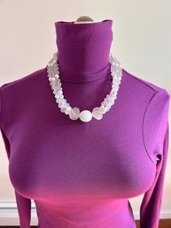 Elegant Frosty And White Beaded Necklace