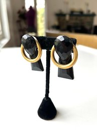 Art Deco Style Modernism Black & Gold Color Earrings