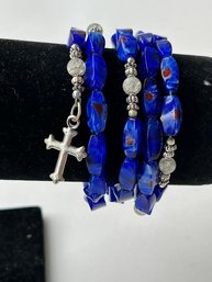 Handmade Electric Blue Religious Flex Bracelet