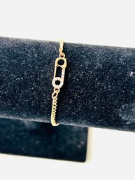 Safety-Pin Rhinestone Gold Tone Adjustable Bracelet