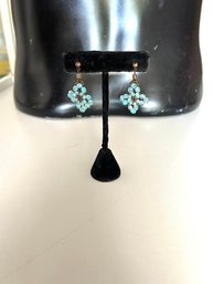 Handmade Beaded Turquoise & Brown Colored Earrings
