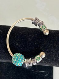 Pandora Style Beaded Bohemian Small Cuff  Bracelet
