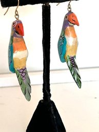 Hand Painted Bird Earrings