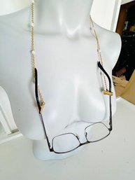 Faux Pearl And Gold Tone EyeGlass Holder