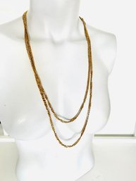 Long Drop Gold Tone Chain Necklace
