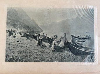 Antique Victorian Print On Tissue 8x13