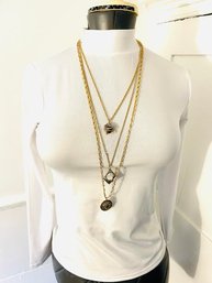 Couture Goldtone Complex Long Drop Multi Strand Vintage Necklace