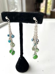 High Energy Green/Blue Glass Beaded Earrings