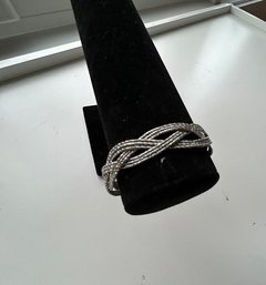 Vintage Silver Tone Braided Cuff  Bracelet