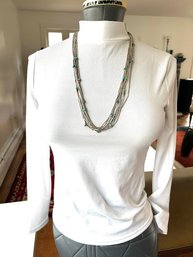 Vintage South Western Style Sectionalized Metal Strand And Turquoise Bohemian Necklace
