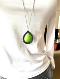 Long Lime Green Pendent Necklace