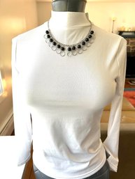 Black Beaded And Silver Tone Necklace