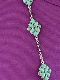 Faux Turquoise Long Drop Necklace