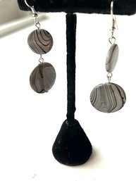 Modern Unusual Abstract Grey And Black  Earrings