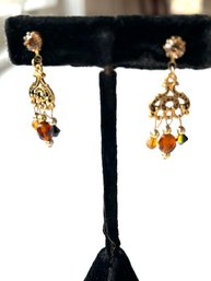 Rhinestone And Beaded Bohemian Multi-Color Earrings