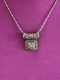 Vintage Byzantine Style Marked Eligible Pendent  With 18K GP Chain Necklace