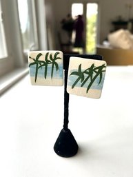 Hand Painted Abstract Tropical Earrings