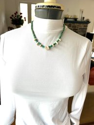 Vintage South Western Turquoise And Bone Beaded Hippies Necklace