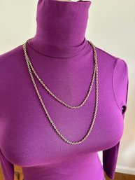 Long Gold Tone Cable-Link-Medium Necklace