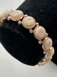 Stretchy Pink-Gold Tone Effervescent Bracelet
