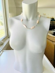Handmade Dusty Pink And Clear Beaded Necklace