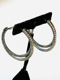 Elegant Modern Rhinestone Large Hoop Metallic Earrings