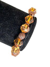 Handmade Plastic Amber And Copper Beaded Bracelet