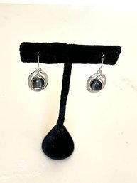 Modern Silver Tone Gray Blue Earrings