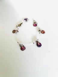 Ankle Bracelet With Lavender Seashells