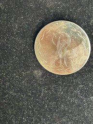 Vintage Gold Tone 'R' Monogram Coin Size Pin