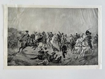 'Cavalry' Antique Victorian Tissue Print 9x13