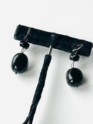 Elegant   Black Beaded Dangle  Earrings
