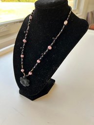 Modern Handmade Fun Plastic Lavender And Black Necklace