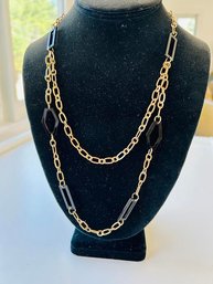 Couture Modern Gold Tone Chain And Rectangular Geometric Spacers Necklace