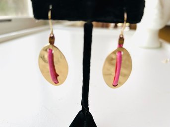 Modern Pink And Gold Tone Earrings