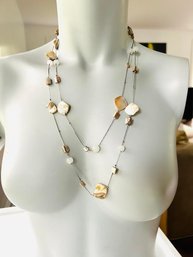 Two Strand Sand And Earth Color Pearls And Beads Necklace