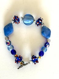 Handmade Blue Faceted Beaded Bracelet