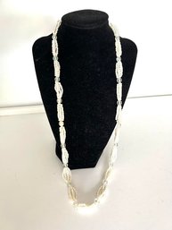 Vintage Faux Pearl Mini-Beaded Textural Soft Sculpted-Flow Necklace