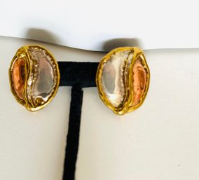 Vintage  Glazed Metallic Earrings