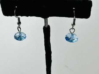 Handmade Blue Lucite  Bead Earrings